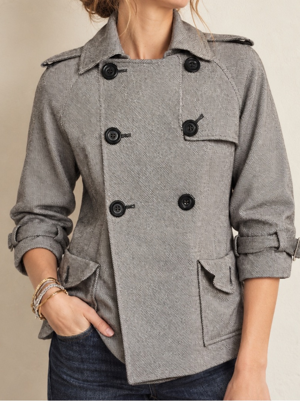 Pendleton Tweed Wool Silk Blend Blazer Coat Size 8